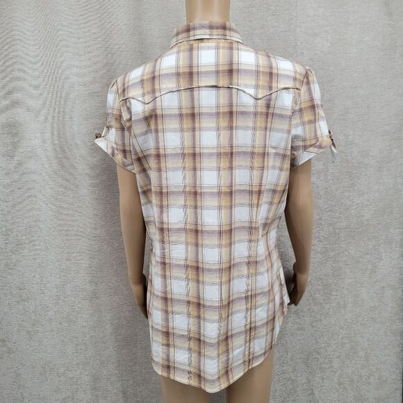 Roper Y2K Plaid Pearl Snap Western Shirt Button Up Women's Top Short Sleeves - Picture 6 of 10